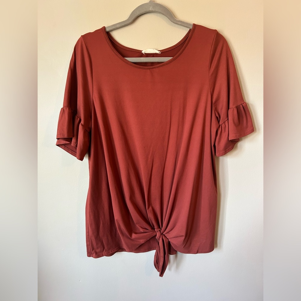 Rust Tie Front Top